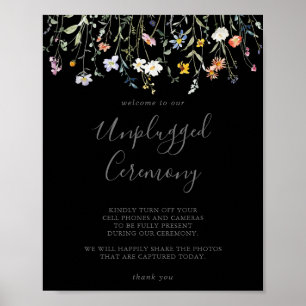 Poster Cérémonie de Multicolor Floral Noir non bouché sau