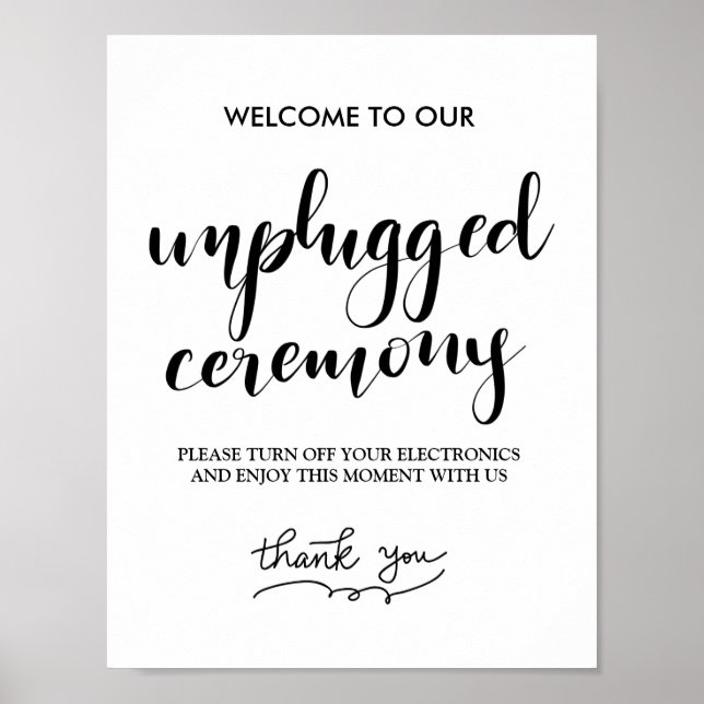 Poster Cérémonie débranchée SIGNE Mariage manuscrit simpl (Devant)