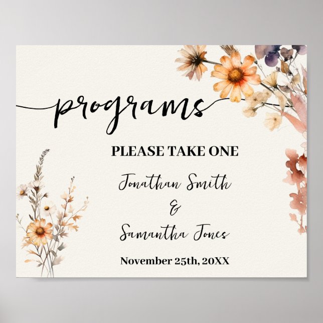 Poster Cérémonie des programmes de mariage Signe Fleur sa (Devant)