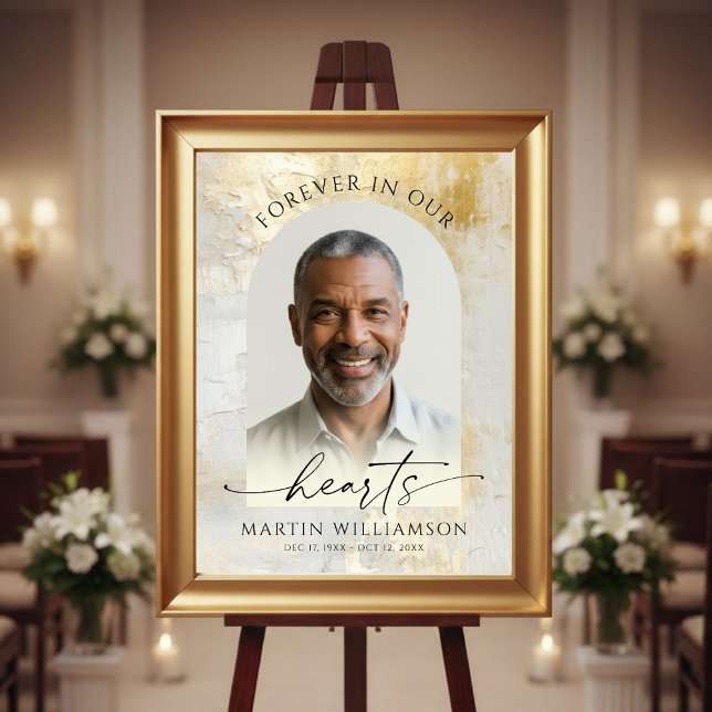 Poster Cérémonie Funéraire Photo Script Or Elegant Foreve (Créateur téléchargé)