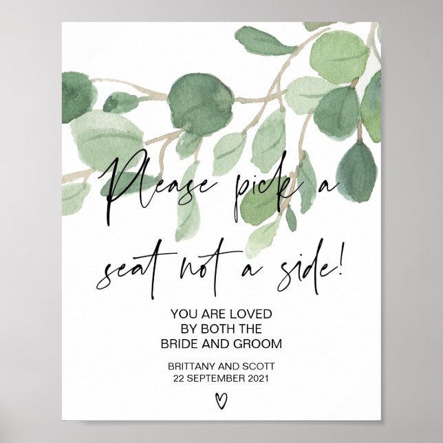 Poster Cérémonie Mariage de verdure Choisir un siège pas  (Devant)