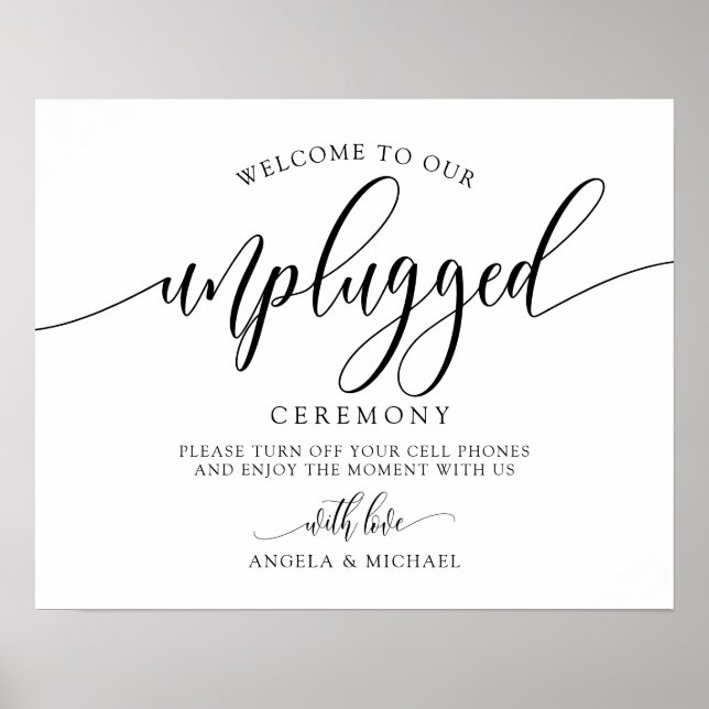 Poster Cérémonie Mariage débranchée - Calligraphie noir (Devant)