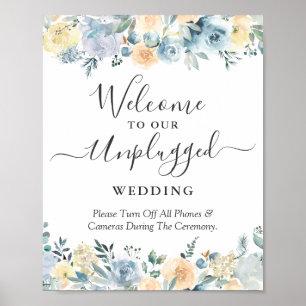 Poster Cérémonie Mariage débranchée Signal Peach Blue Flo