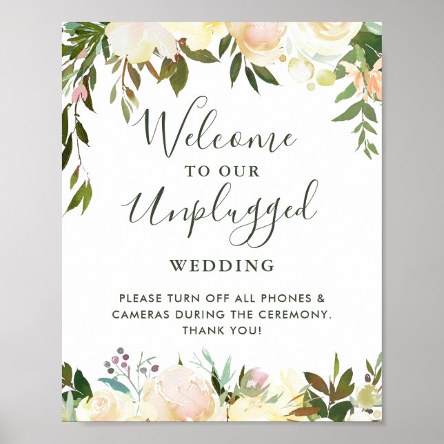 Poster Cérémonie Mariage florale débranchée (Devant)