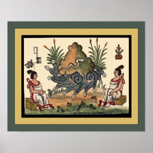 Poster Cérémonies aztèques ~ Archéologie ~ Codex Tovar ~ 