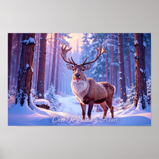 Poster Cerf À Père Noël Coeur - Rindeer (Devant)