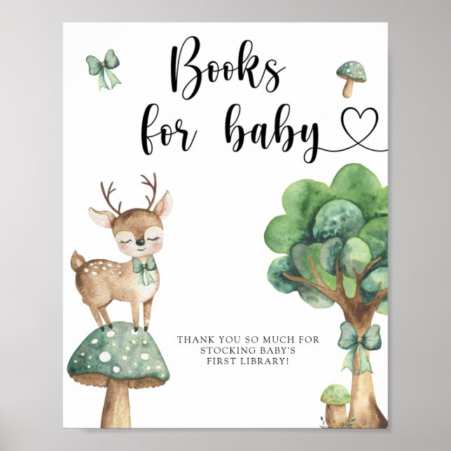 Poster Cerf aquarelle - livres pour bébé (Devant)