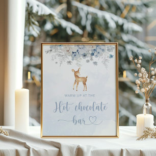 Poster Cerf bleu Réchauffez-vous à la barre de chocolat c
