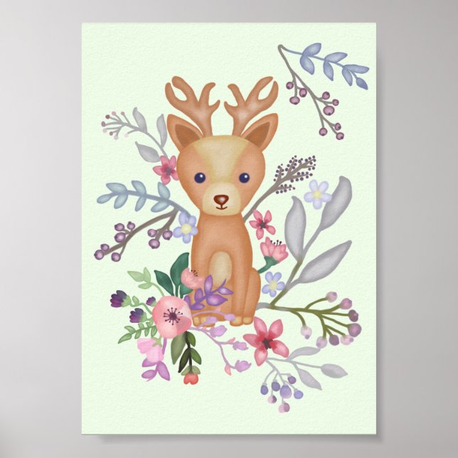 Poster Cerf dans la brousse (Devant)