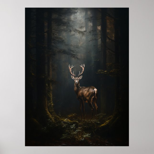 Poster Cerf dans la forêt (Devant)
