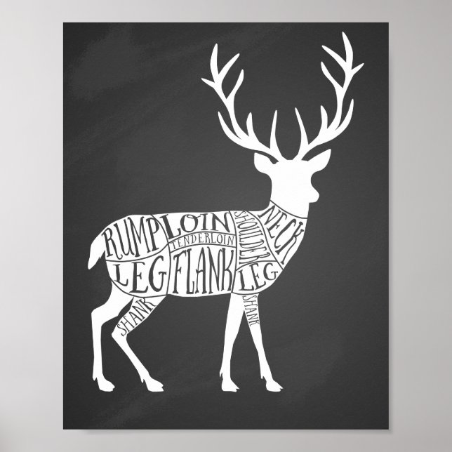 Poster cerf de chevreuil gibier chasse chasse boucher via (Devant)