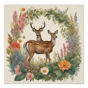Poster Cerf de Cottagecore