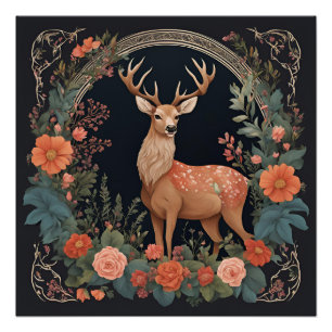 Poster Cerf de Cottagecore