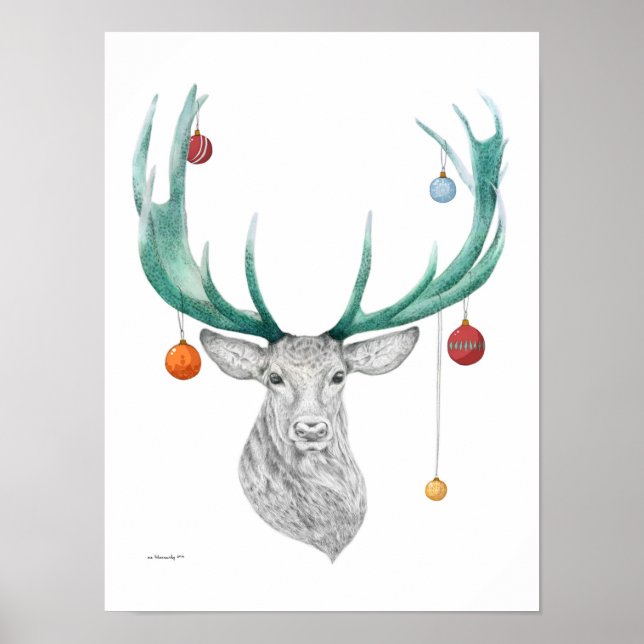 Poster Cerf de Noël, Noël, Fête, Nouvel An 2015 (Devant)