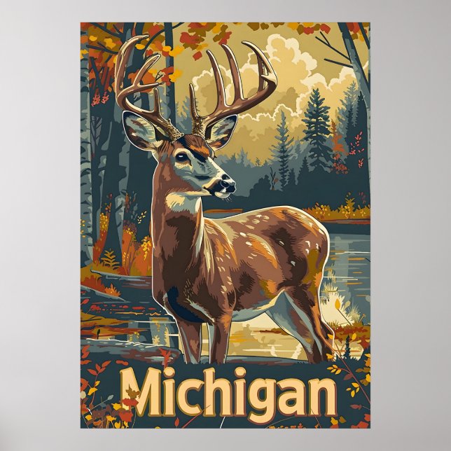 Poster Cerf de Virginie du Michigan (Devant)