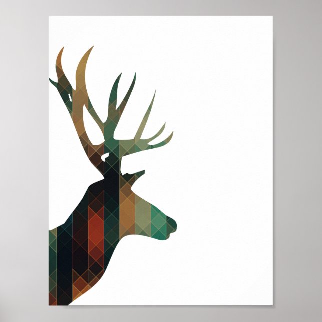 Poster Cerf géométrique avec Antlers (Devant)