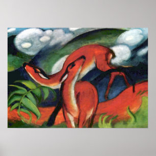 Poster Cerf rouge II de Franz Marc, peinture expressionni