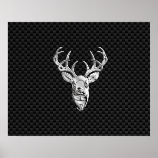 Poster Cerf sauvage d'argent sur le décor de fibre de car