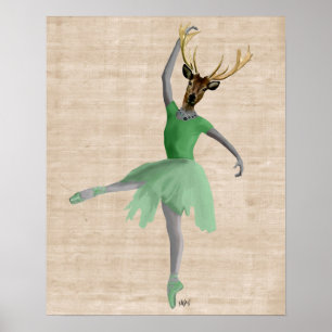 Poster Cerfs communs de ballet en vert