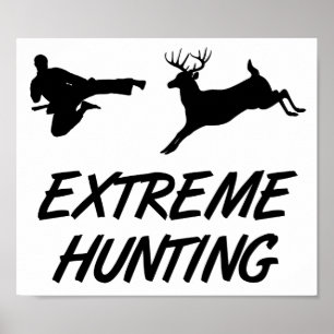 Poster Cerfs communs extrêmes de coup-de-pied de karaté