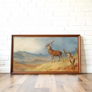 Poster Cerfs Rouges Dans Un Paysage Des Highlands, Art
