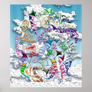 Poster Cerfs-volants — Bleu