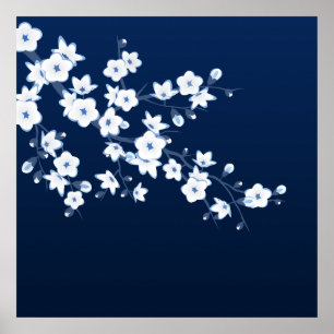 Poster Cerise Fleur Bleu Blanc