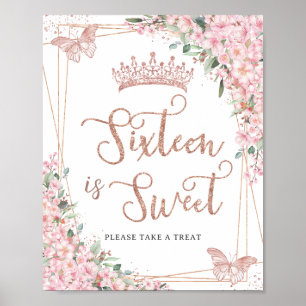Poster Cerise Fleurs Rose Beurre d'or Sucré Treat