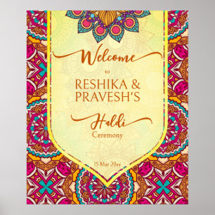 Poster Cerise mandala rangoli signe d'accueil haldi