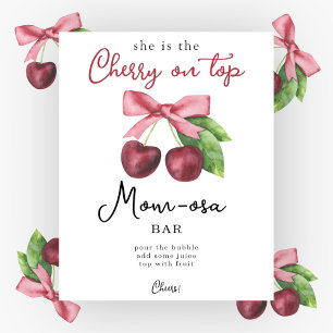 Poster Cerise noeud papillon Baby Shower Momosa bar