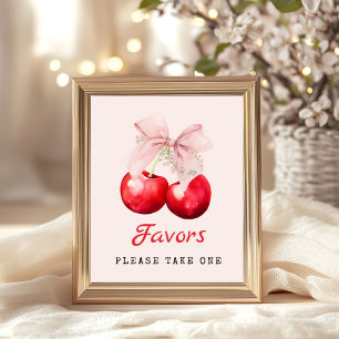 Poster Cerise sur le dessus Baby shower de la corneille r