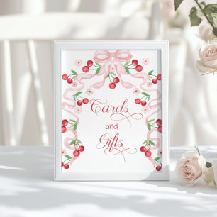 Poster Cerise sur le dessus Cartes et cadeaux à ruban ros