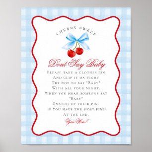 Poster Cerise Sweet Blue Coquette Bow Ne pas dire bébé si