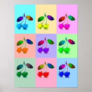 Poster Cerises colorées - Pop Art