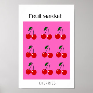 Poster Cerises du marché aux fruits