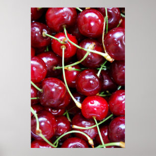 Poster Cerises fruits rouges aliments frais gros plan