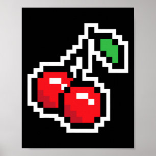 Poster Cerises Pixelisées Déguisement Halloween Jeu Vidéo