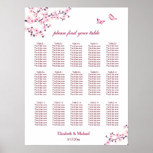 Poster Cerisier Fleur Rose Blanc   MARIAGE