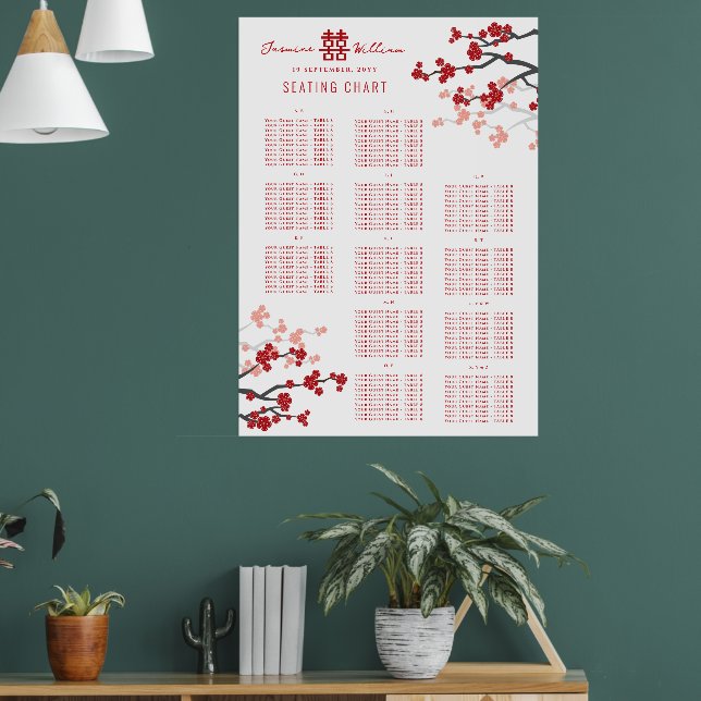 Poster Cerisier Fleurs Double Xi Mariage asiatique (Salon 1)