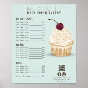 Poster Cerry Cupcake Mint Green Menu Bakou Tarifs