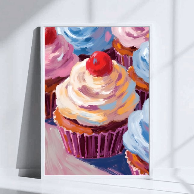Poster Cerry Cupcakes Joyeuse peinture d'anniversaire (Créateur téléchargé)