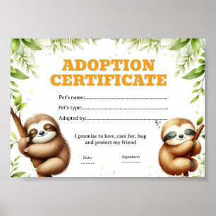 Poster Certificat d'adoption d'animal de compagnie modifi