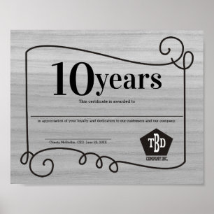 Poster Certificat d'anniversaire universel pour les emplo