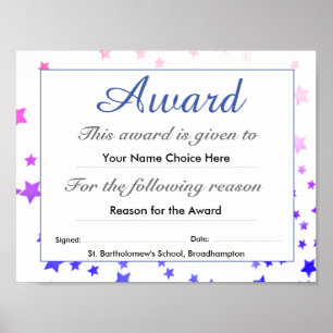 Poster Certificat d'attribution scolaire pour enfant