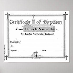 Poster Certificat de baptême Copie principale reproductib