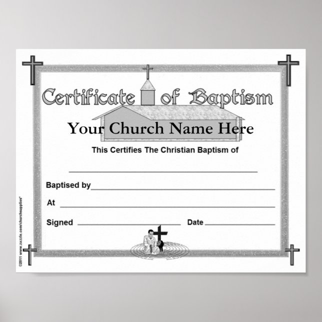 Poster Certificat de baptême Copie principale reproductib (Devant)