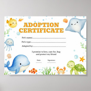 Poster Certificat de coloriage d'animaux de compagnie de