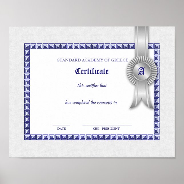 Poster Certificat de diplôme de médaillon de grade Clefs  (Devant)