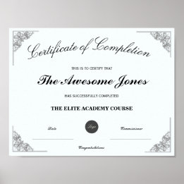 Poster Certificat de fin d'études bleu avec logo personna