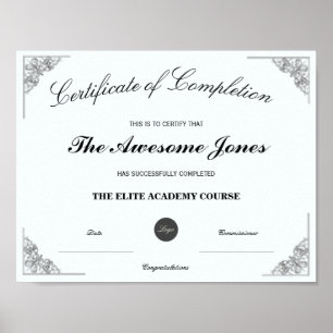 Poster Certificat de fin d'études bleu avec logo personna